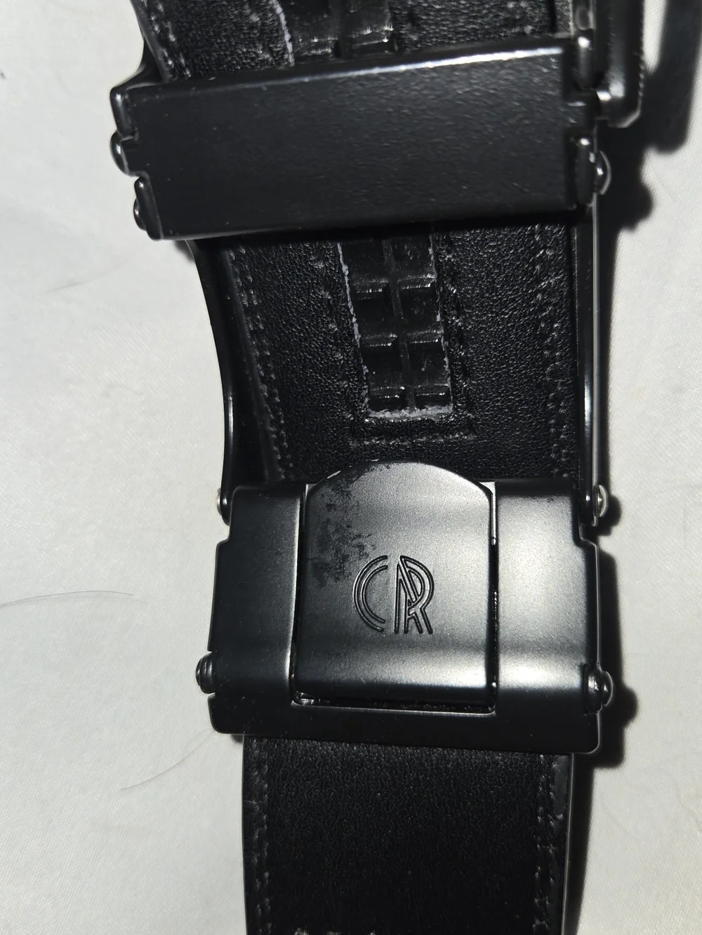 CR7 Cristiano Ronaldo Black Ratchet Belt Adjustable Track Belt Modern Buckle 42